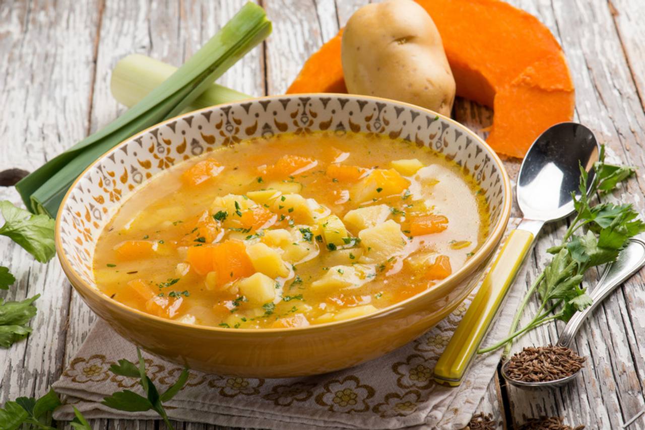 sopa de abobora e alho poro